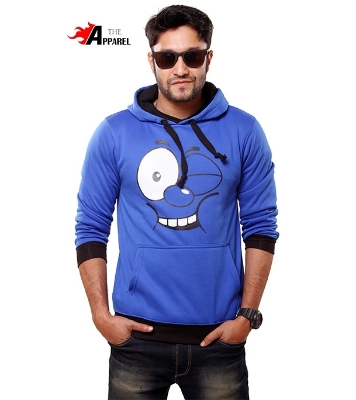 Picture of Men's Full Sleeve Blue Hooded Sweatshirt TA3003