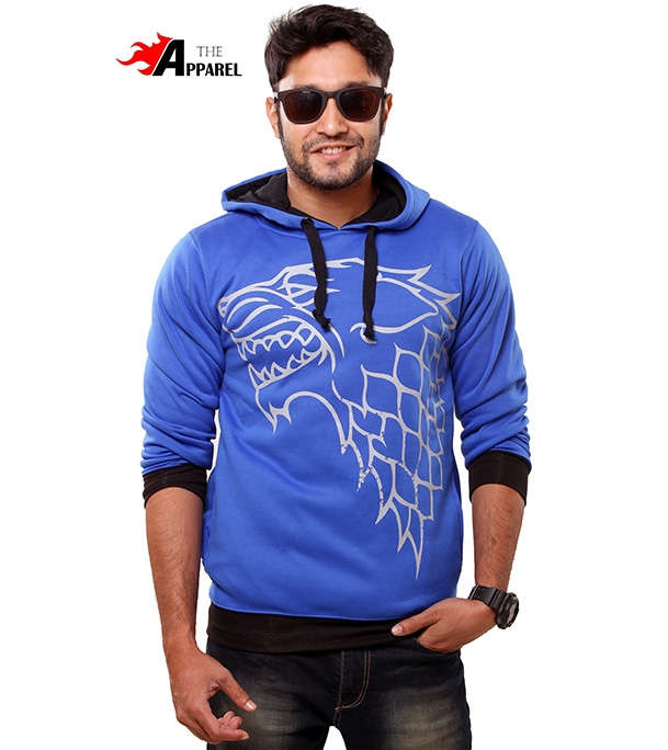 Picture of Men's Full Sleeve Blue Hooded Sweatshirt TA3001