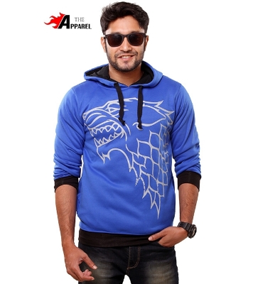 Picture of Men's Full Sleeve Blue Hooded Sweatshirt TA3001