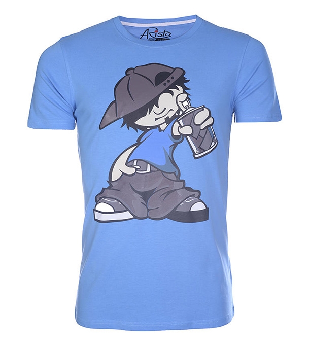 Picture of Noble Fashion Hip Hop Boy Cotton Short Sleeve Round Neck T-Shirt - Blue NF1008