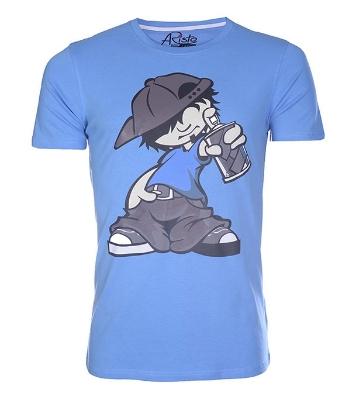Picture of Noble Fashion Hip Hop Boy Cotton Short Sleeve Round Neck T-Shirt - Blue NF1008