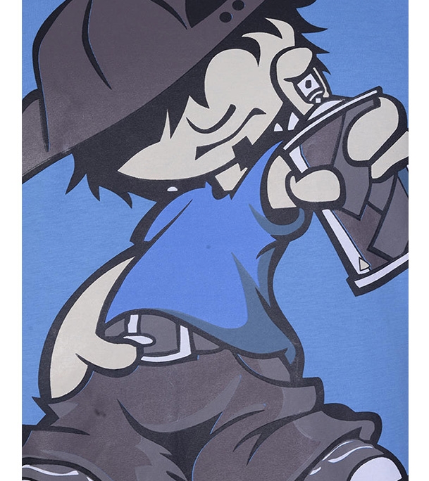 Picture of Noble Fashion Hip Hop Boy Cotton Short Sleeve Round Neck T-Shirt - Blue NF1008