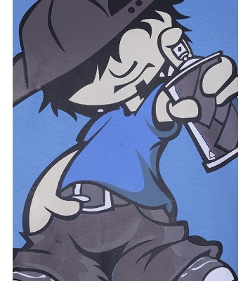 Picture of Noble Fashion Hip Hop Boy Cotton Short Sleeve Round Neck T-Shirt - Blue NF1008