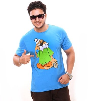 Picture of Noble Fashion Funky Sadhu Baba Round Neck Blue T-shirt NF3002