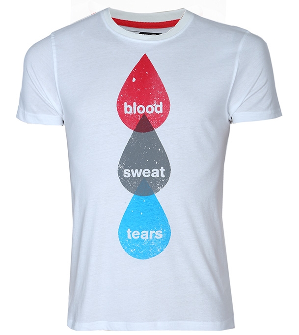 Picture of Noble Fashion Blood Drops White Round Neck T-shirt NF3004