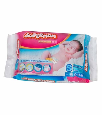 Buy SuperMom Diaper Size 3-8kg Small 4 Pads Online at Best Price