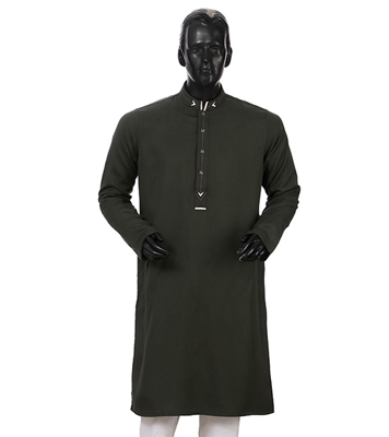 Buy Men's Stylish Cotton Panjabi Olive Online