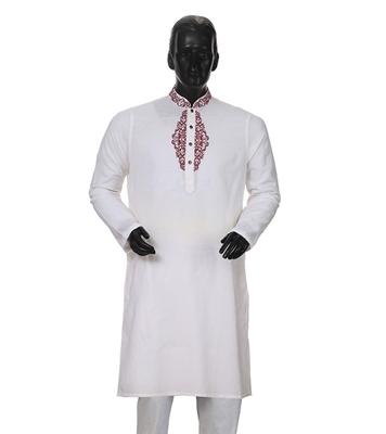 Buy Men's Stylish Cotton Panjabi White Online
