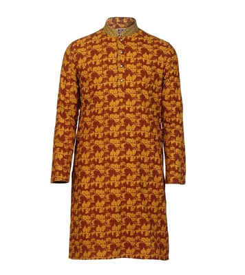 Buy Men's Stylish Cotton Panjabi Yellow Mixed Online
