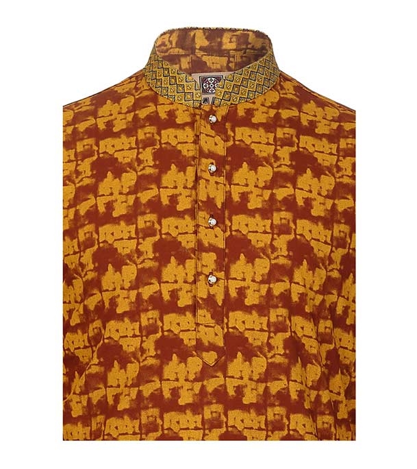 Buy Men's Stylish Cotton Panjabi Yellow Mixed Online