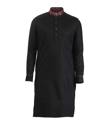Buy Men's Stylish Cotton Panjabi Black Online