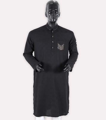 Buy Men's Stylish Cotton Panjabi Black Online