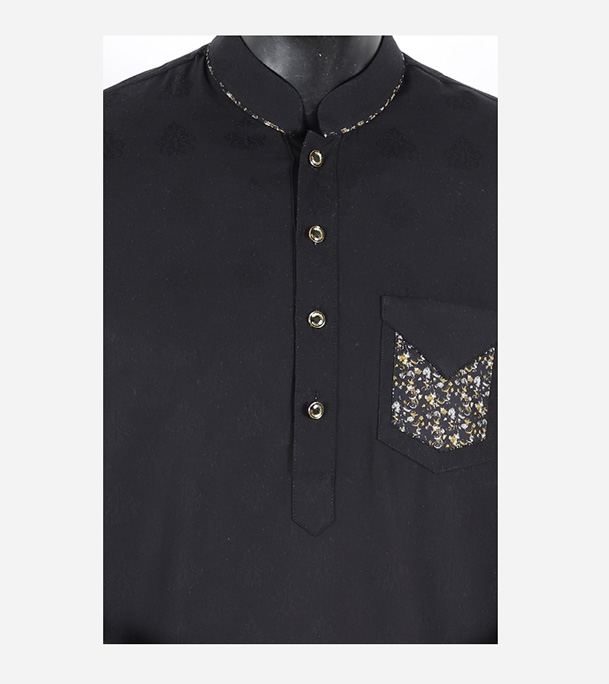 Buy Men's Stylish Cotton Panjabi Black Online