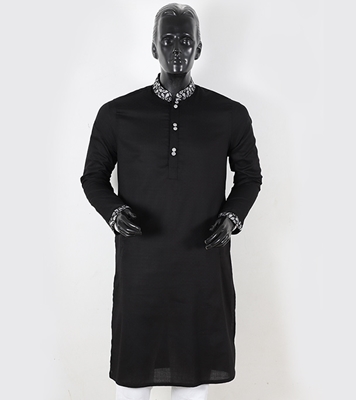 Buy Men's Stylish Cotton Panjabi Black Online