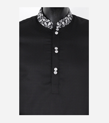 Buy Men's Stylish Cotton Panjabi Black Online