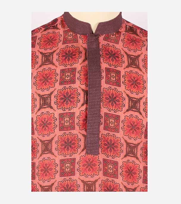 Buy Men's Stylish Cotton Panjabi Red Brown Online