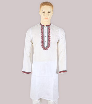 Buy Men's Stylish Cotton Panjabi White Online