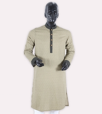 Buy Men's Stylish Cotton Panjabi Yellow Mixed Online