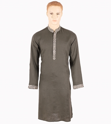 Buy Men's Stylish Cotton Panjabi Olive Online