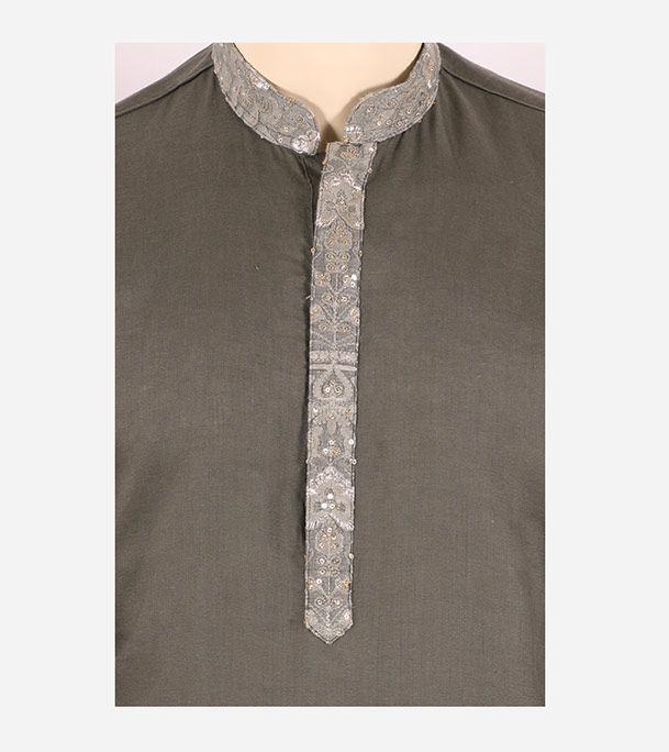 Buy Men's Stylish Cotton Panjabi Olive Online