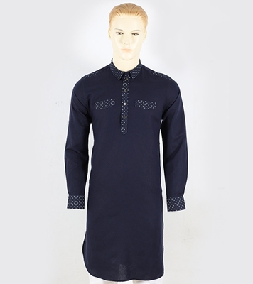 Buy Men's Stylish Cotton Panjabi Navy Blue Online