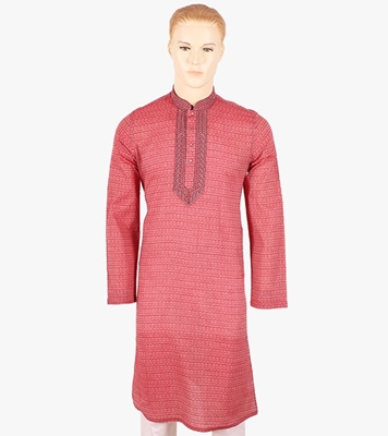 Buy Men's Stylish Cotton Panjabi Light Pink Solid Online
