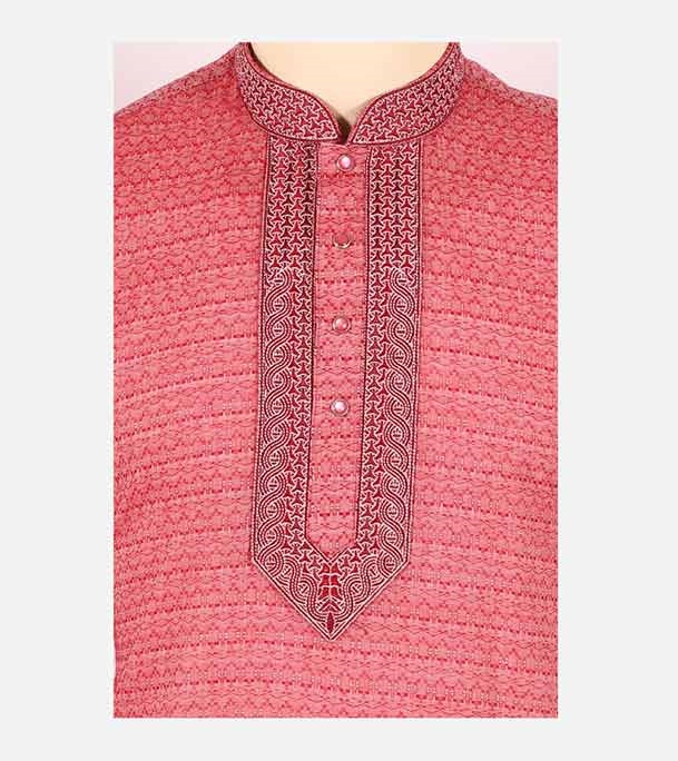 Buy Men's Stylish Cotton Panjabi Light Pink Solid Online