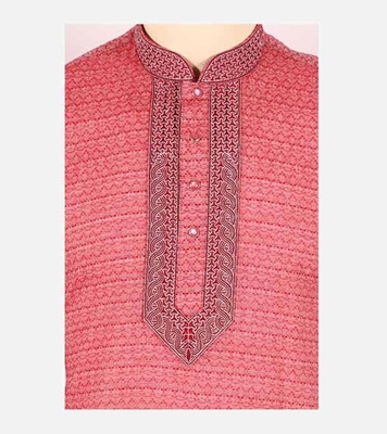 Buy Men's Stylish Cotton Panjabi Light Pink Solid Online