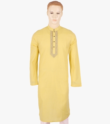 Buy Men's Stylish Cotton Panjabi Light Yellow Online