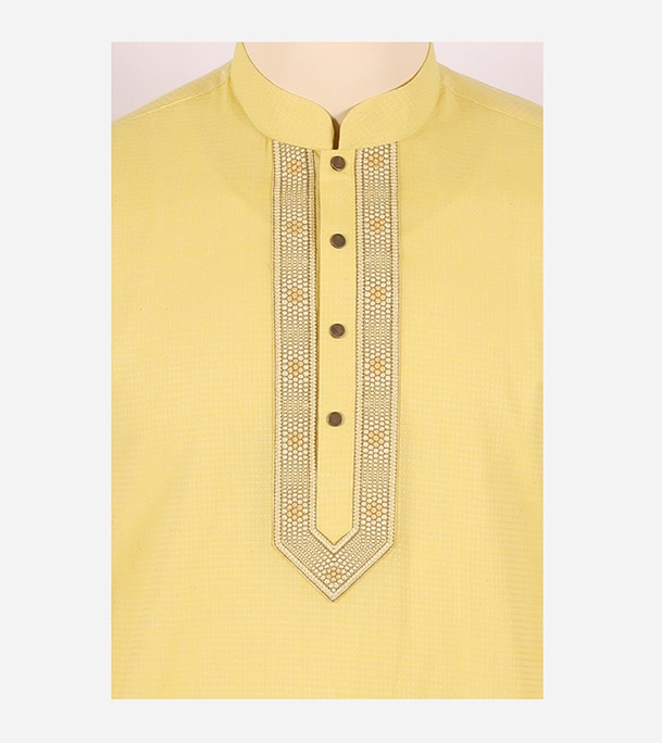 Buy Men's Stylish Cotton Panjabi Light Yellow Online