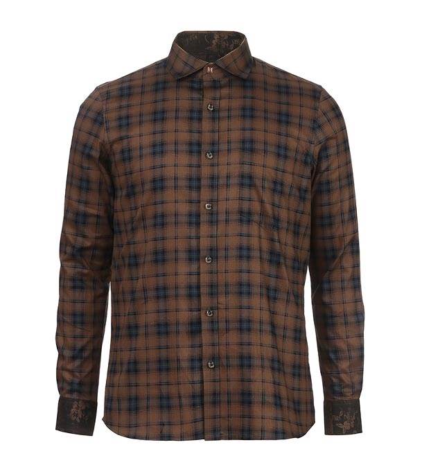 Buy Men's Full Sleeve Cotton Casual Shirt Brown Mixed Online