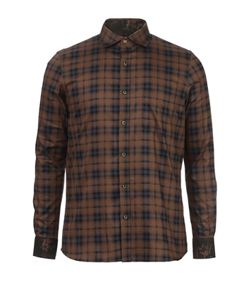 Buy Men's Full Sleeve Cotton Casual Shirt Brown Mixed Online