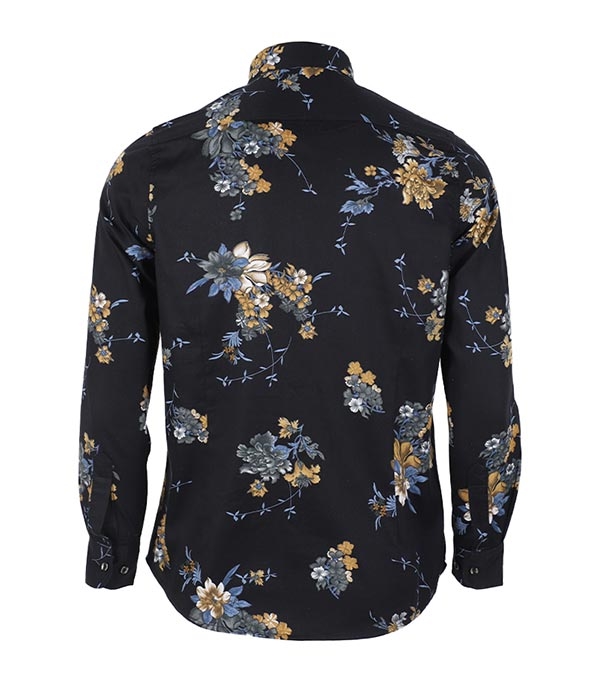 Buy Men's Full Sleeve Cotton Casual Shirt Black Flower Mixed Online