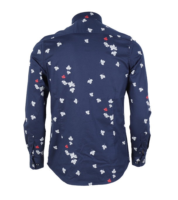 Buy Men's Full Sleeve Cotton Casual Shirt Blue Flower Online