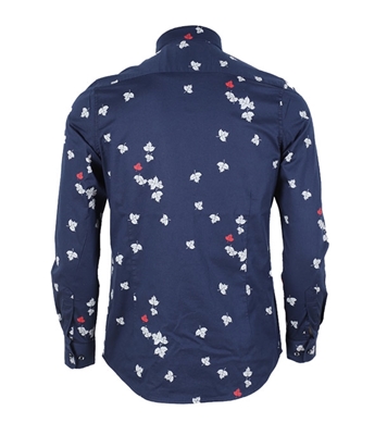 Buy Men's Full Sleeve Cotton Casual Shirt Blue Flower Online