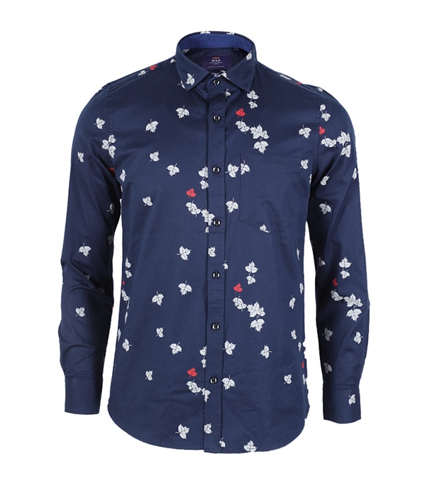 Buy Men's Full Sleeve Cotton Casual Shirt Blue Flower Online