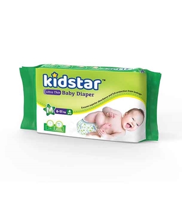 Buy Kidstar Baby Diaper Ultra Thin Medium 4 Pcs (6-11 kg) Online