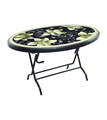 Buy Dining Table 6 Seat Oval S/L Print Elite Black Online