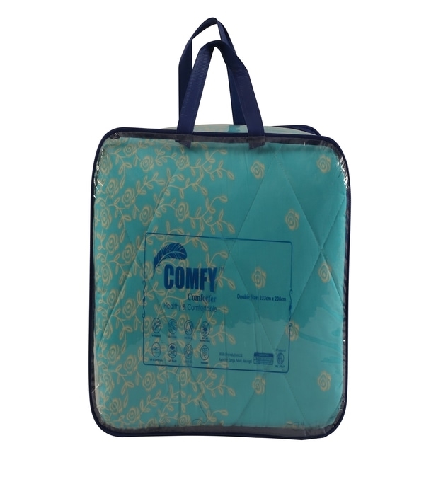 Comfy Comforter Double  Green White Q-104