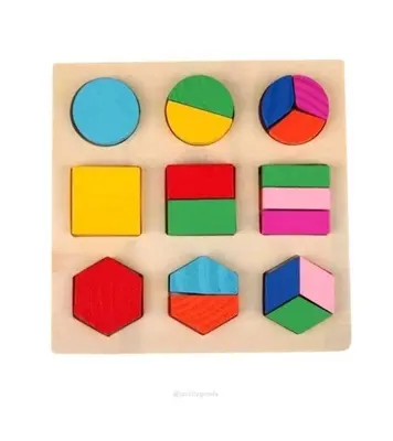 Buy Kid's Wooden Fraction Shape Puzzle Toy For Montessori Early Learning A63b Online