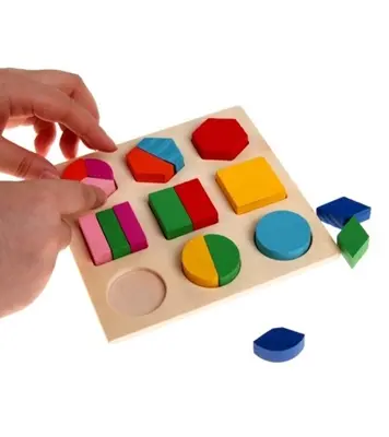Buy Kid's Wooden Fraction Shape Puzzle Toy For Montessori Early Learning A63b Online