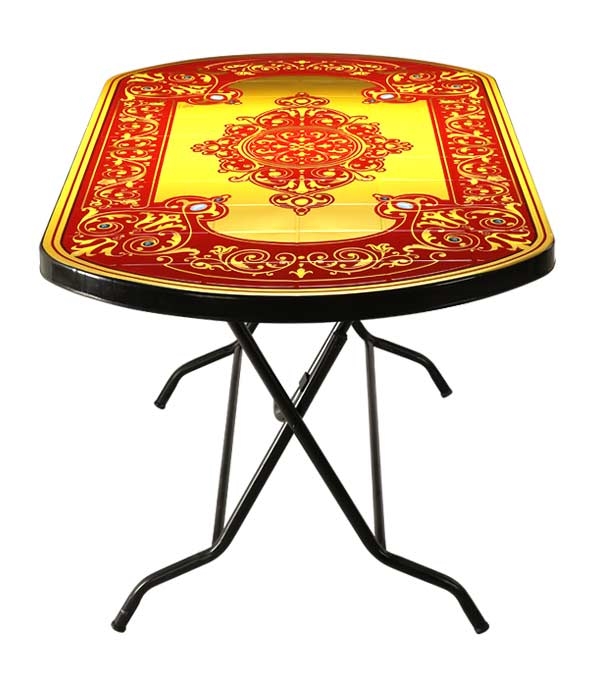 Picture of Dining Table 6 Seat Sem Oval S/L Print Crown Black