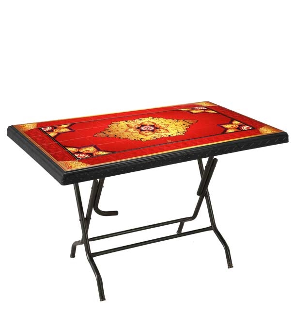 Buy Deco Table 4 Seat S/L Print Maroon Black Online 