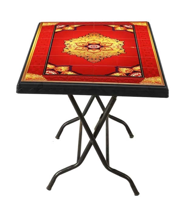 Buy Deco Table 4 Seat S/L Print Maroon Black Online 