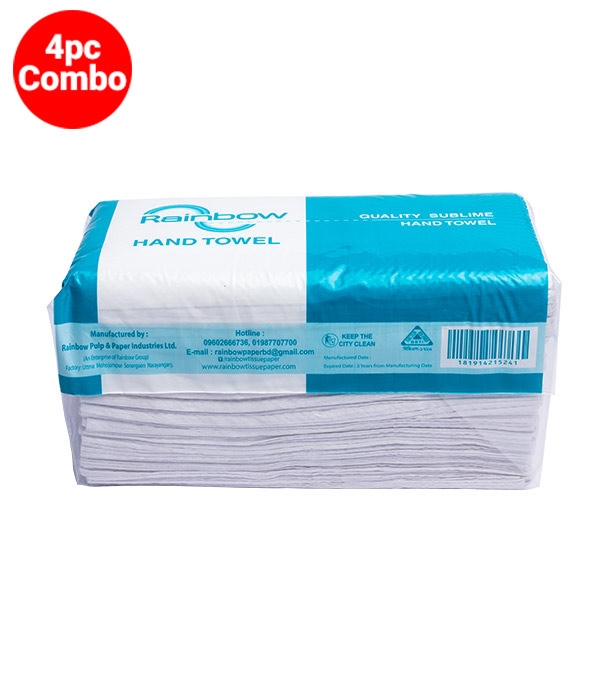 Buy Rainbow Hand Towel 250 Sheets 4 Pcs Combo Online at Best Price