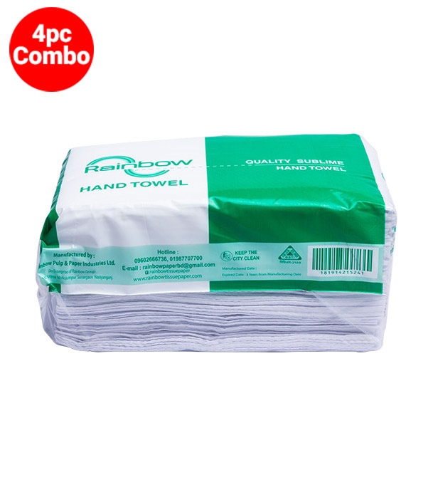 Buy Rainbow Hand Towel 250 Sheets 4 Pcs Combo Online at Best Price