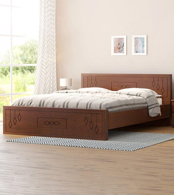 Buy Regal Bluebell Wooden King Bed Antique Online
