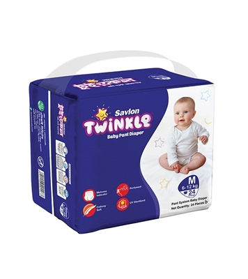Buy Savlon Twinkle Baby Pant Diaper M 24 (6 to 12kg) Online