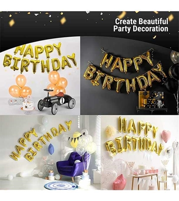 Buy Happy Birthday Balloon Banner, Aluminum Foil Letters Banner Balloons for Party Online