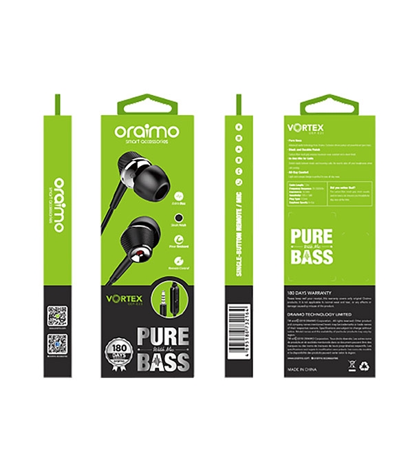 Buy Oraimo Vortex ORE-E23 Pure Bass In Ear Earphone With Mic Online